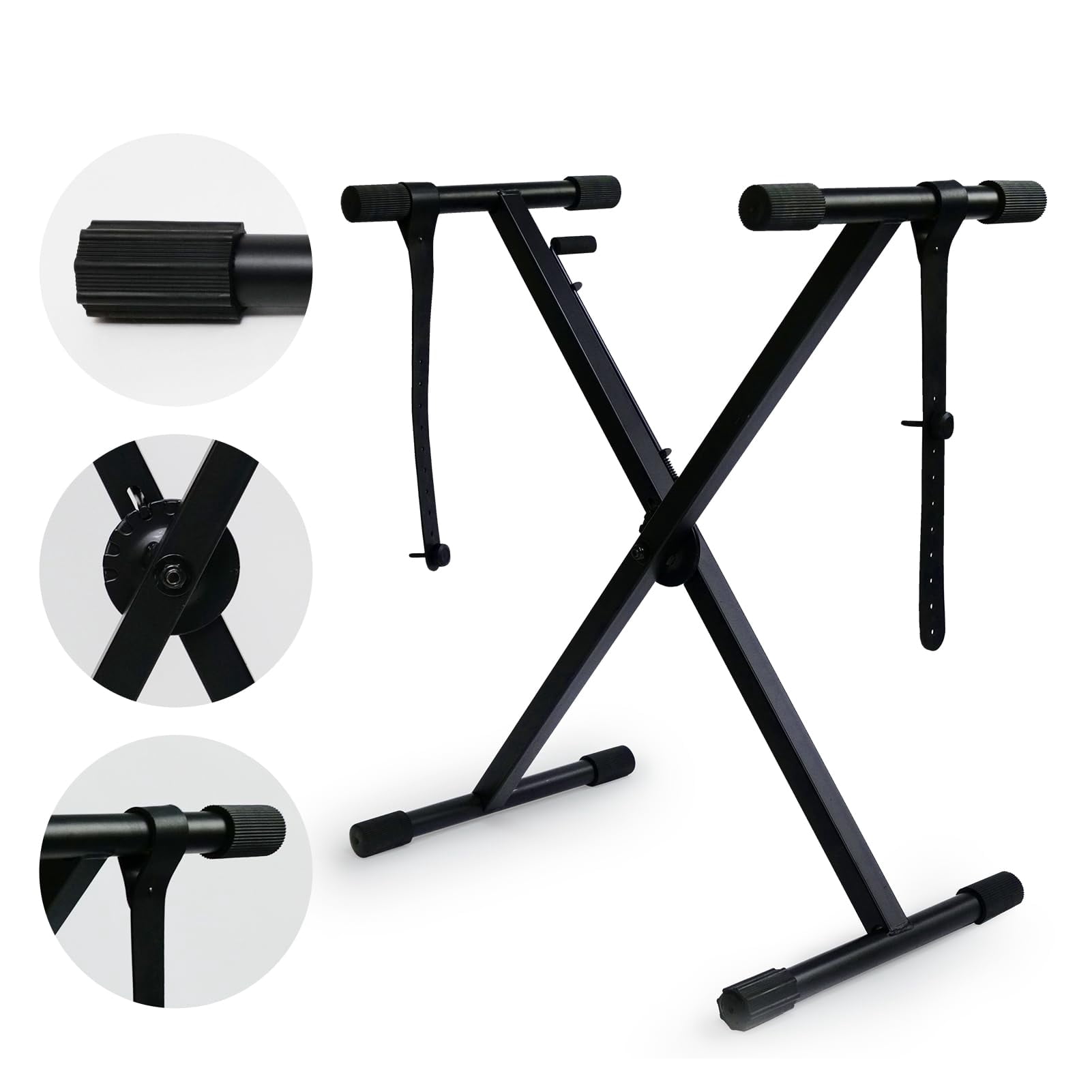 Single-x Keyboard Stand  Pre-assembled X-style With Locking Straps & Quick Release Mechanism Adjustable Piano
