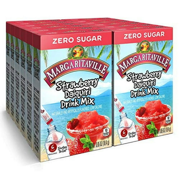 Singles To Go Water Drink Mix - Strawberry Daiquiri ,6 Count (Pack of 12)