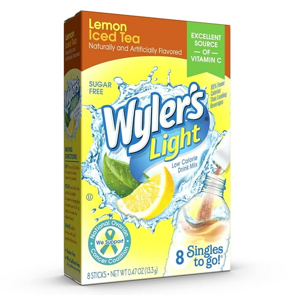 Singles Water Drink Mix To Go Powder Packets, Lemon Iced Tea, 8 Count