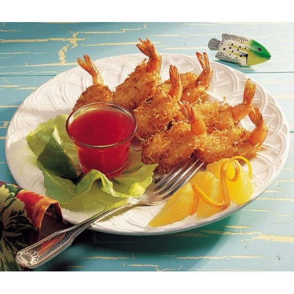 Singleton Coconut Clean Tail Butterfly Breaded Shrimp, 3 Pound - 4 per case.