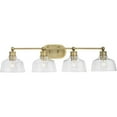 thumbnail image 1 of Singleton Collection Four-Light 36" Vintage Brass Farmhouse Vanity Light with Clear Glass Shades, 1 of 8
