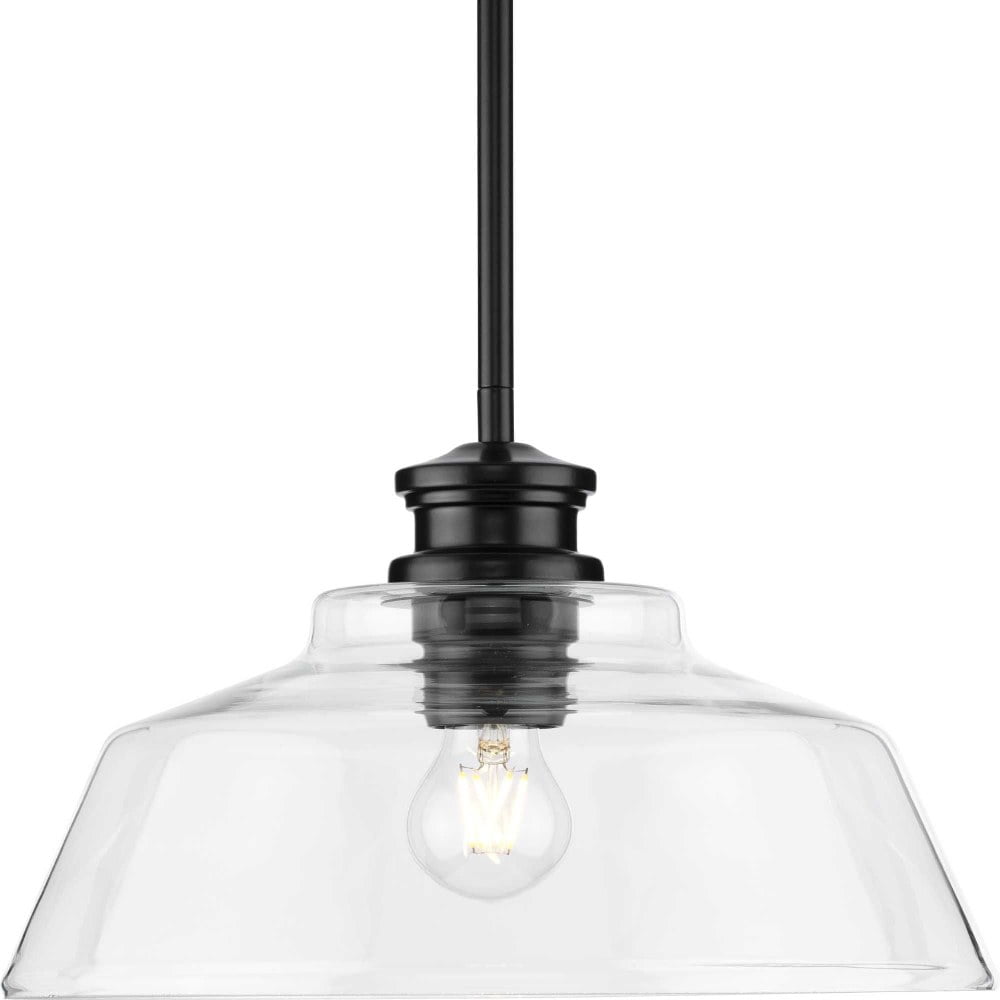 Matte Black Glass Dome Pendant Light with Nickel Accents