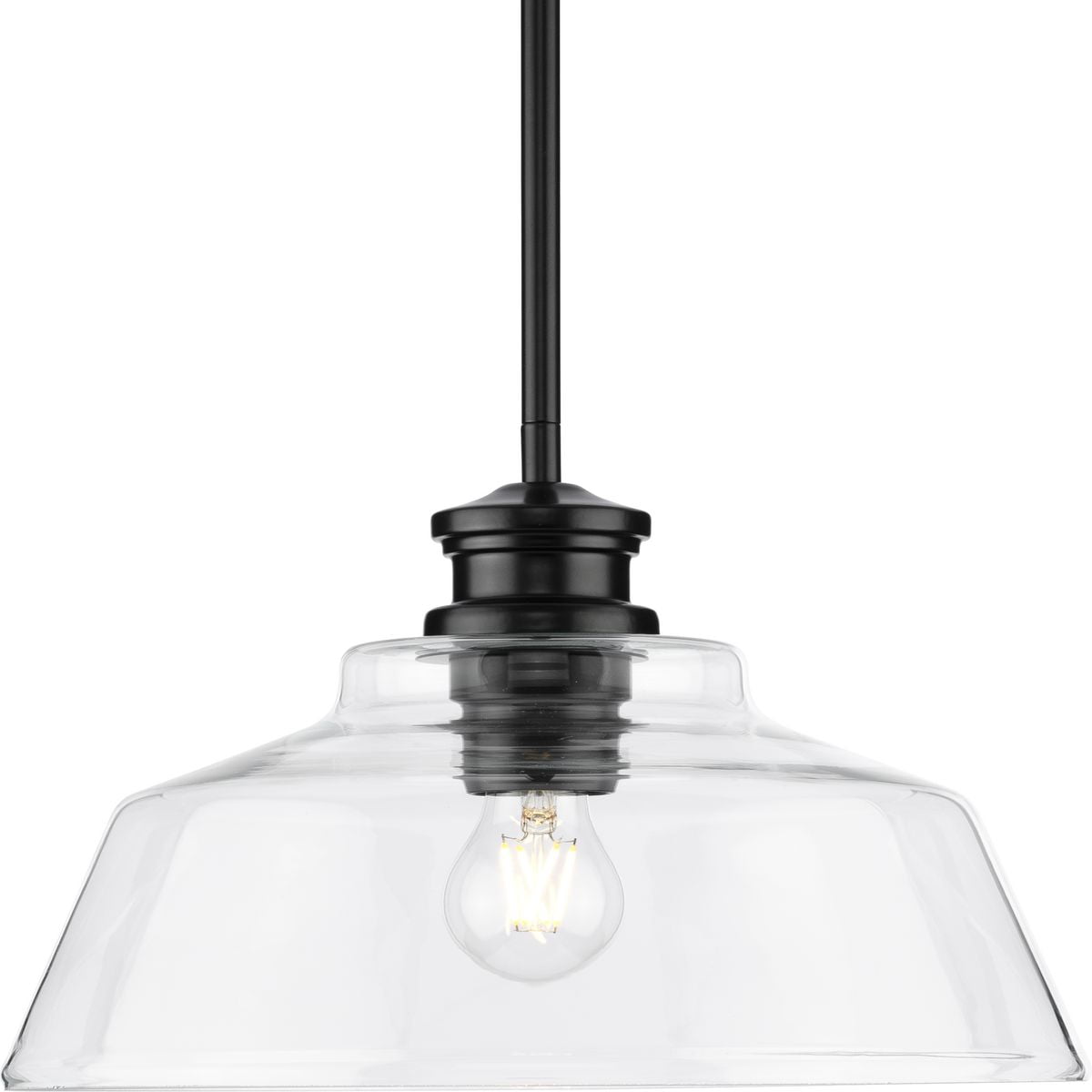 Matte Black Glass Dome Pendant Light with Nickel Accents