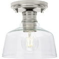 thumbnail image 1 of Singleton Collection One-Light 7.62" Brushed Nickel Farmhouse Small Semi-Flush Mount Light with Clear Glass Shade, 1 of 9