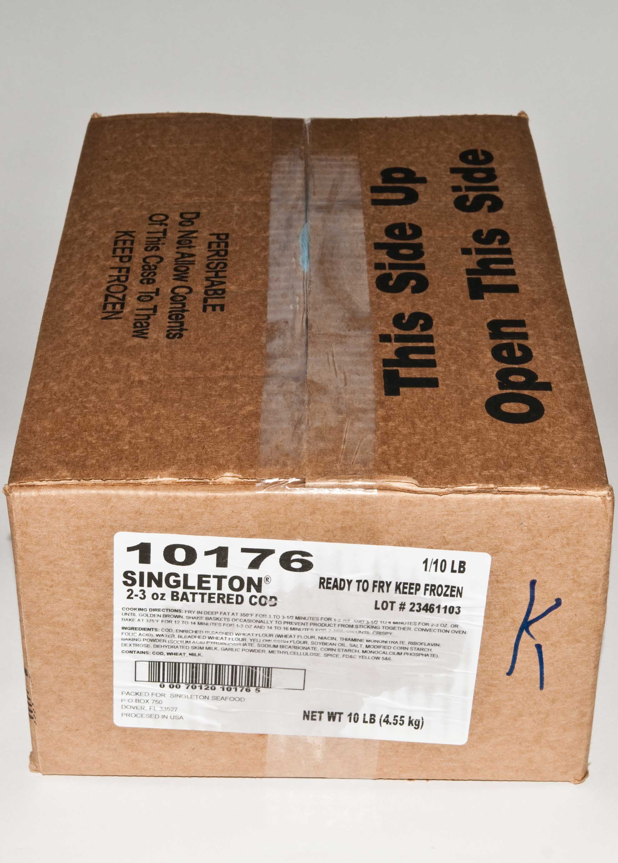 Singleton Natural Hand Cut Beer Battered Cod Fillet, 10 Pound -- 1 each