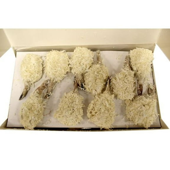 Singleton Seafood 16/20 Breaded Coconut Clean Tail Butterfly Shrimp -- 4 per case