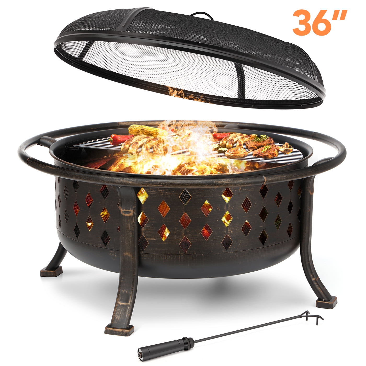 Singlyfire 36 Inch Outdoor Fire Pit BBQ Grill Asad