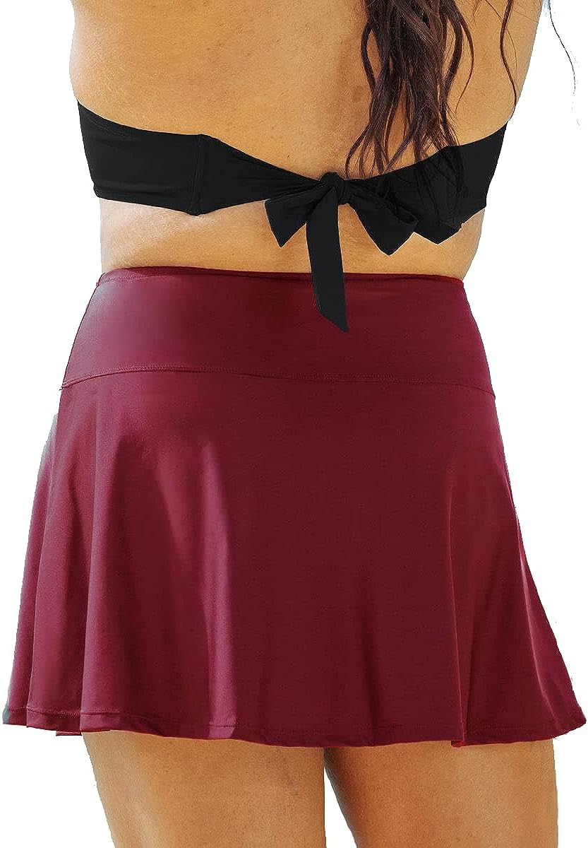 Singreal High Waisted Full Coverage Swim Skirt Bottoms Smoothing