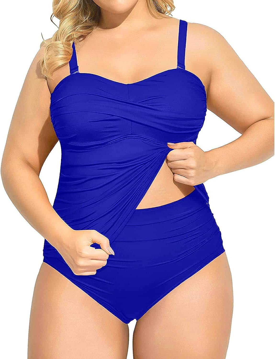 Singreal Women Two Piece Plus Size Tankini Tummy Control Bathing Suits