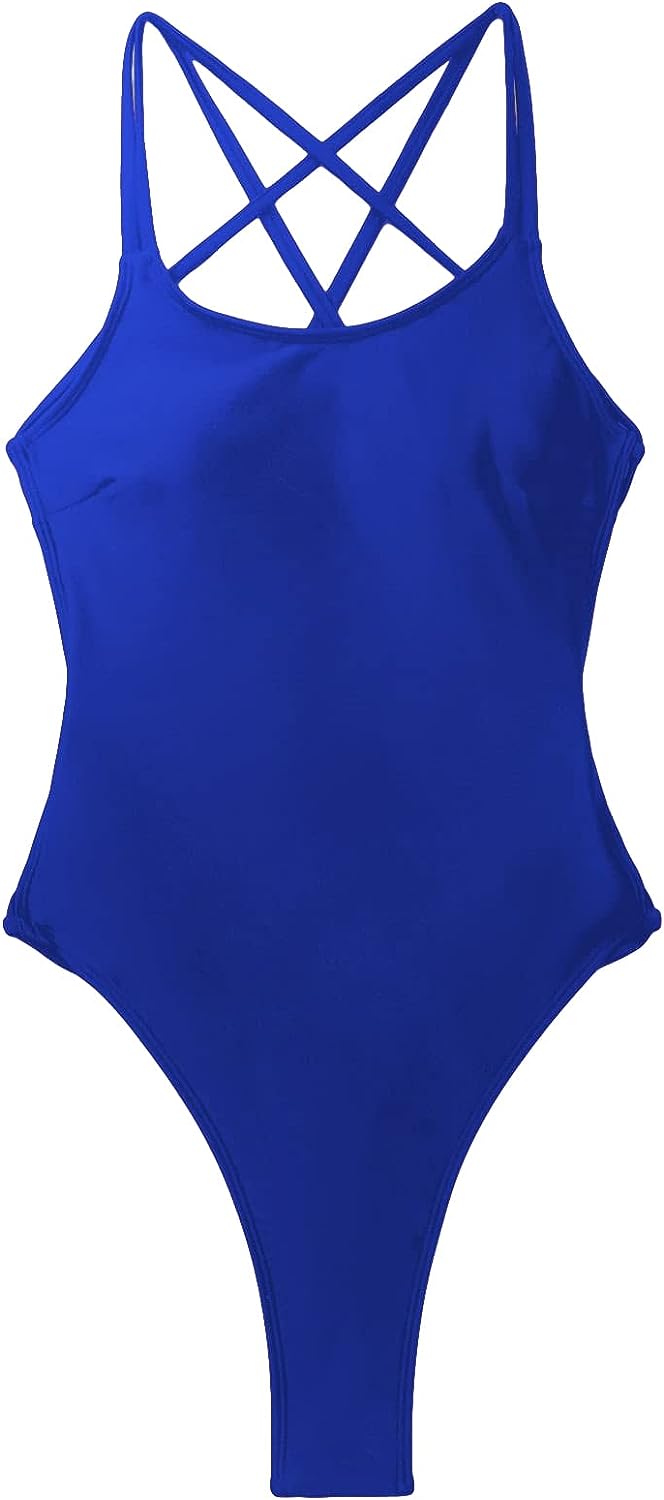 Singreal Women's Criss Cross Open Back Thong One Piece Swimsuit Sexy