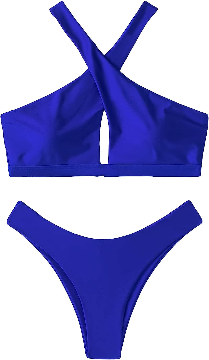 Singreal Womens Cut Out Cross Halter Top And Thong 2 Piece Bikini Set