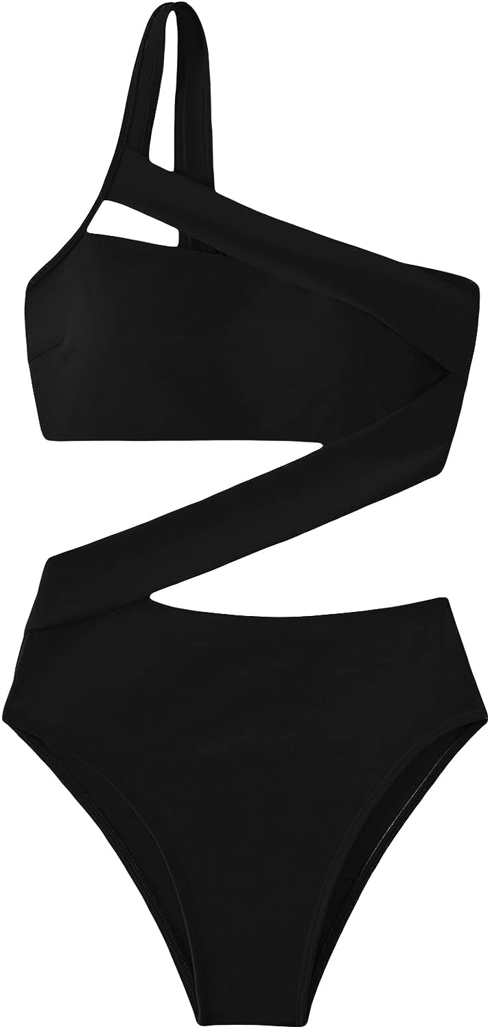 Singreal Women's One Shoulder Cut Out One Piece Swimsuit Sexy Monokini