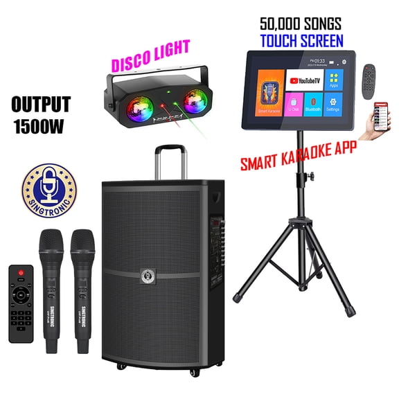 Singtronic BT-1500DSP Professional DSP 15" Karaoke Speaker + KTV-ProK 4TB Hard Drive Player