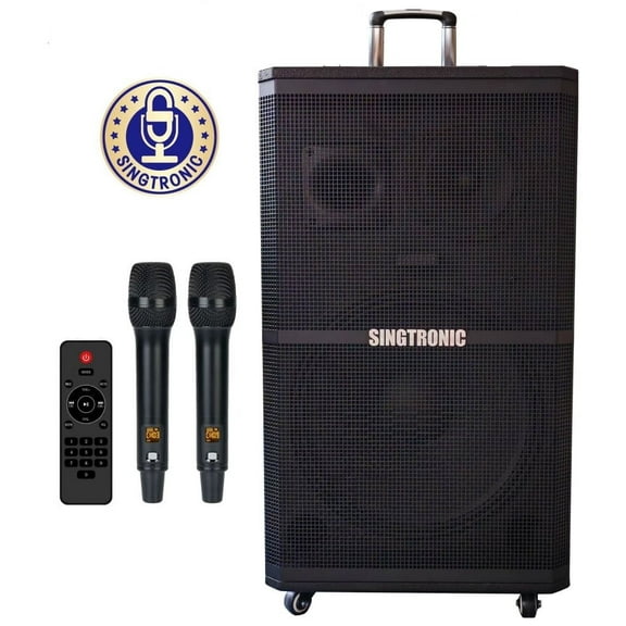 Singtronic BT-1500DSP Bluetooth Speakers, Professional Rechargeable DSP 12" Karaoke Speaker with 2 UHF Wireless Mic, 1500W