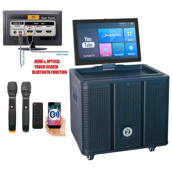 Singtronic BT-369Pro Professional 1000W Powered Portable All-in-One Karaoke Machine with 2 Microphones
