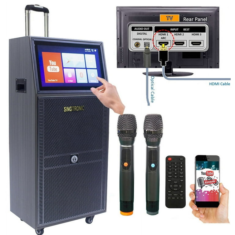 Singtronic BT-999HD Professional Portable 1500W Pre-Amplifier All-in-One  Karaoke System Built in 19 Touch Screen 