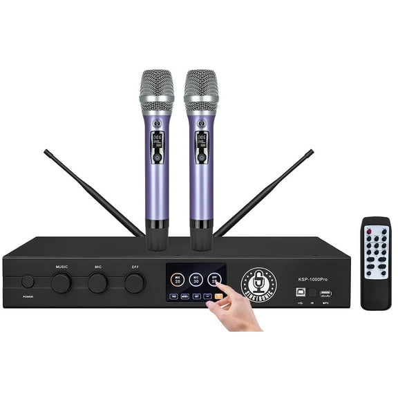 Singtronic KSP-1000Pro Professional Digital 3-in-1 Karaoke Mixing Amplifier 2 Anti-feedback Mics, 3000W