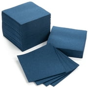 Singular Cocktail Napkins - 100 Disposable Square Beverage Napkins - Size 4.75" x 4.75" - Navy Blue