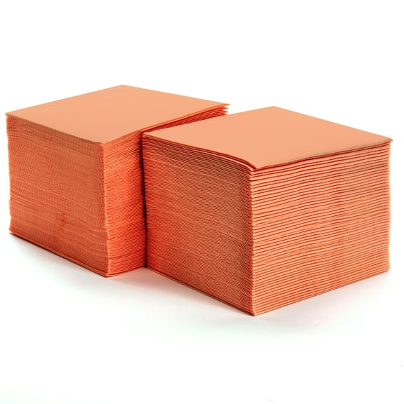 Singular Cocktail Napkins - 100 Disposable Square Beverage Napkins - Size 4.75" x 4.75" - Terracotta