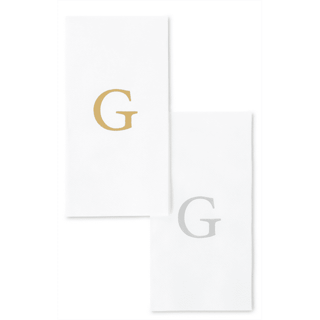Singular Disposable Guest Towels Monogram Hand Towels Bathroom Paper Napkins Silver "G