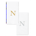thumbnail image 1 of Singular Disposable Guest Towels - Monogram Hand Towels - Bathroom Paper Napkins - Silver "N" - 25 Count, 1 of 5