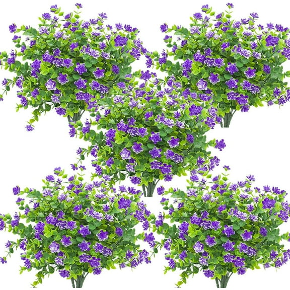 Sinhoon 10 Bundles Artificial Daffodil Outdoors Flowers (Blue-eucalyptus)