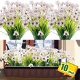 thumbnail image 1 of Sinhoon 10 Bundles Artificial Flowers Outdoor UV Resistant Plastic Plant Silk Flower, Faux Fake Flower Greenery Shrub Plant Indoor Outdoor Home Garden Decor (White), 1 of 13
