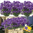 thumbnail image 1 of Sinhoon 10 Bundles Artificial Flowers Outdoor UV Resistant Plastic Plant Silk Flower, Faux Fake Flower Greenery Shrub Plant Indoor Outdoor Home Garden Decor (Purple), 1 of 7