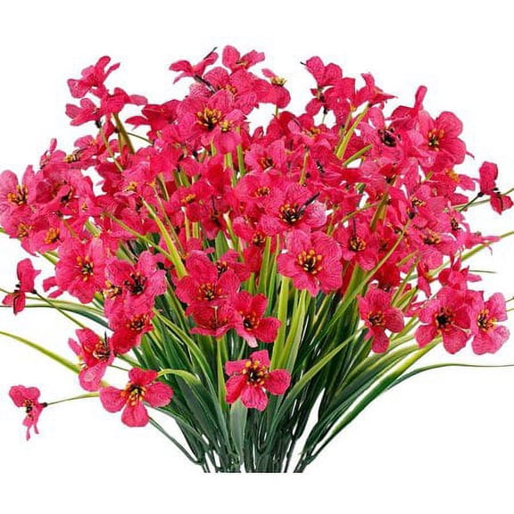 Sinhoon 12 Bundles Artificial Flowers Outdoor UV Resistant Fake Flowers No Fade Faux Plants Garden Porch Window Box Decorating