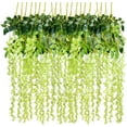 thumbnail image 1 of Sinhoon 12 Pack 1 Piece 3.6 Feet Artificial Fake Wisteria Vine Ratta Hanging Garland Silk Flowers String Home Party Wedding Decor (Green), 1 of 7