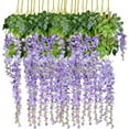 thumbnail image 1 of Sinhoon 12 Pack 1 Piece 3.6 Feet Artificial Fake Wisteria Vine Ratta Hanging Garland Silk Flowers String Home Party Wedding Decor (Purple), 1 of 7