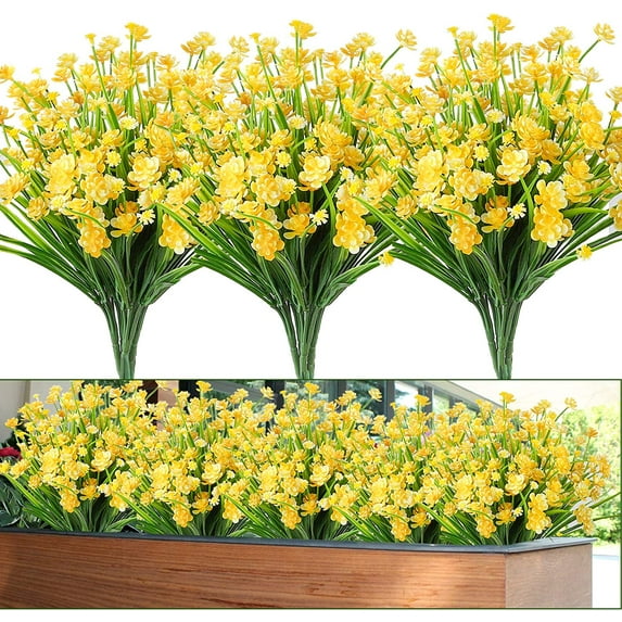 Sinhoon 18pcs Artificial Flowers for Outdoors Plastic UV Resistant Shrubs Plants for Garden Wedding Indoor Outdoor Decor