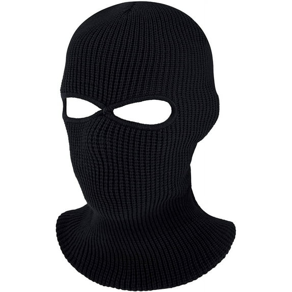 Sinhoon 2-Hole Knitted Full Face Cover Ski Neck Gaiter, Winter Balaclava Warm Knit Beanie for Outdoor Sports (Black)