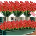 thumbnail image 1 of Sinhoon 20 Bundles Artificial Outdoor Flowers UV Resistant Fake Flowers No Fade Faux Plastic Greenery Shrubs Garden Porch Window Box Decorating (Deeop Red), 1 of 14