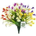 thumbnail image 1 of Sinhoon 20pcs Calla Lily Artificial Flowers Plants Outdoor Decorations, UV Resistant Faux Fake Plants Plastic Flower Indoor Outside Hanging Planter Home Garden Porch Decor (Mixed), 1 of 6