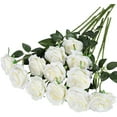 thumbnail image 1 of Sinhoon 21” Artificial Silk White Roses Wedding Bouquet (12 Count), 1 of 14