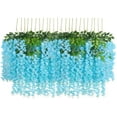 thumbnail image 1 of Sinhoon 24 Pack Artificial Wisteria Vine Ratta Fake Wisteria Hanging Garland Silk Long Hanging Bush Flowers String Home Party Wedding Decor (Blue), 1 of 7