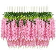thumbnail image 1 of Sinhoon 24 Pack Artificial Wisteria Vine Ratta Fake Wisteria Hanging Garland Silk Long Hanging Bush Flowers String Home Party Wedding Decor (Pink), 1 of 6