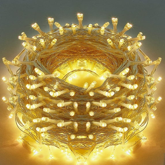 Sinhoon 300 LED Christmas Lights, 98.5FT Xmas String Light 8 Lighting Modes, Plug in Waterproof Mini Lights for Outdoor Indoor Holiday Christmas Tree Wedding Party Bedroom Decorations (Warm White)