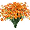 thumbnail image 1 of Sinhoon 4 Bundles Artificial Daisy Mums Flowers Outdoor Fake Flowers for Decoration No Fade Faux Plastic Flower Garden Porch Window Box Décor (Orange Red), 1 of 7