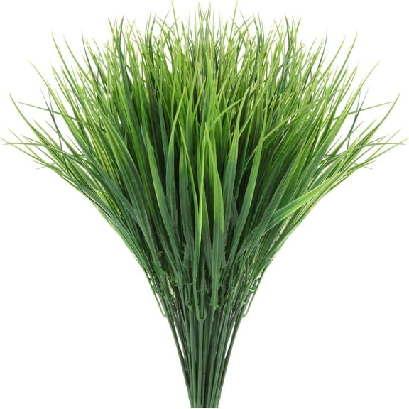 Sinhoon 4 Pcs Artificial Plastic Green Wheat Grass, Shrubs, Bushes, Fake Plants, Indoor, Outdoor, Home, Garden, Veranda, Kitchen, Office, Hotel, Table, Window Box, Shelf Decoration
