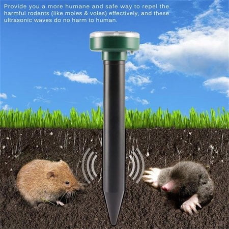 Sinhoon 4Pcs Solar Powered Sound Wave Sonic Repeller Outdoor Garden Yard Farm Mouse Gopher Rat Vole Mole Scarer Snake Rodent Pest Reject Repellent Expeller