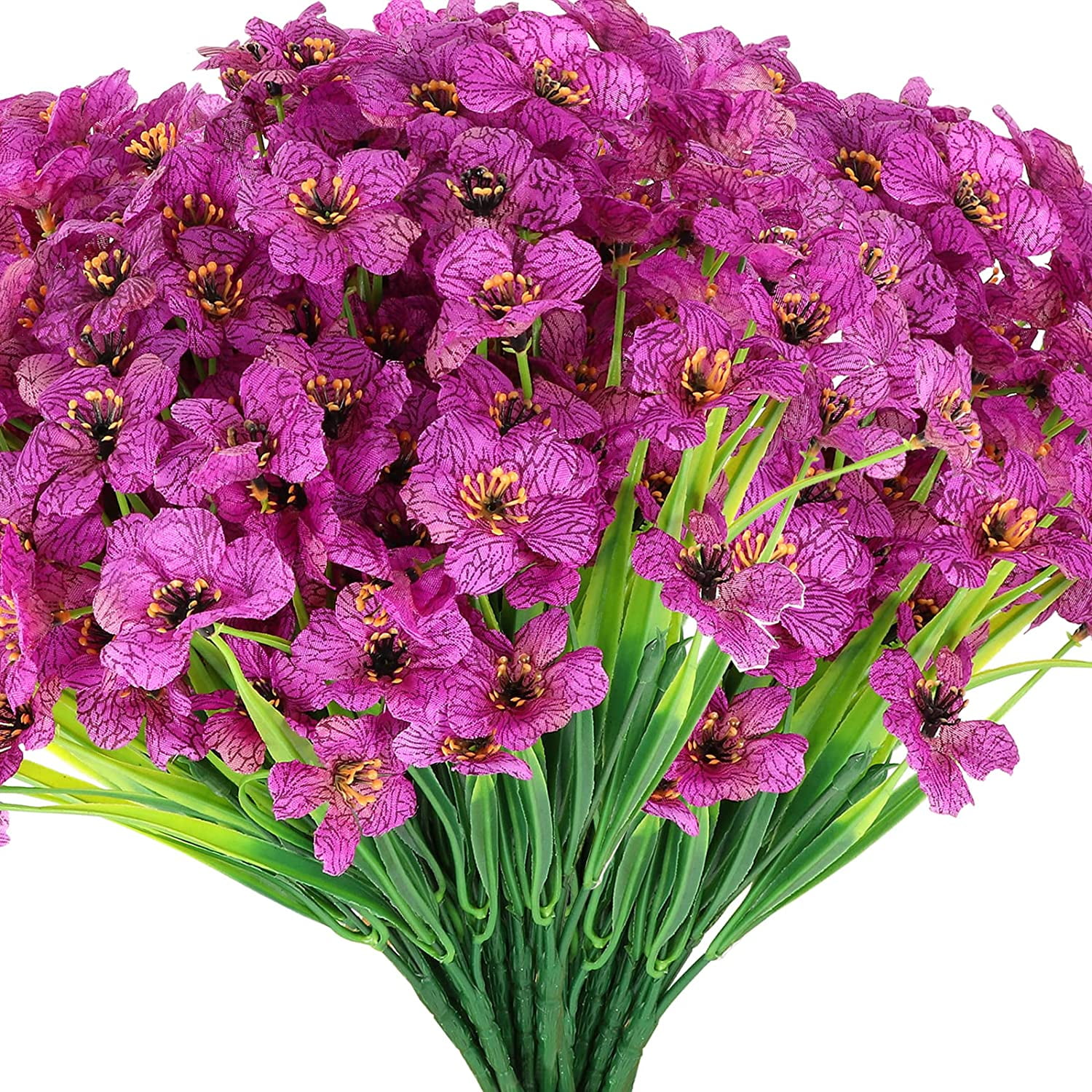 Sinhoon 6/12/18 Bundles Artificial Flowers UV Resistant Fake Flowers for Outdoor No Fade Faux Plastic Greenery Shrubs Garden Decor