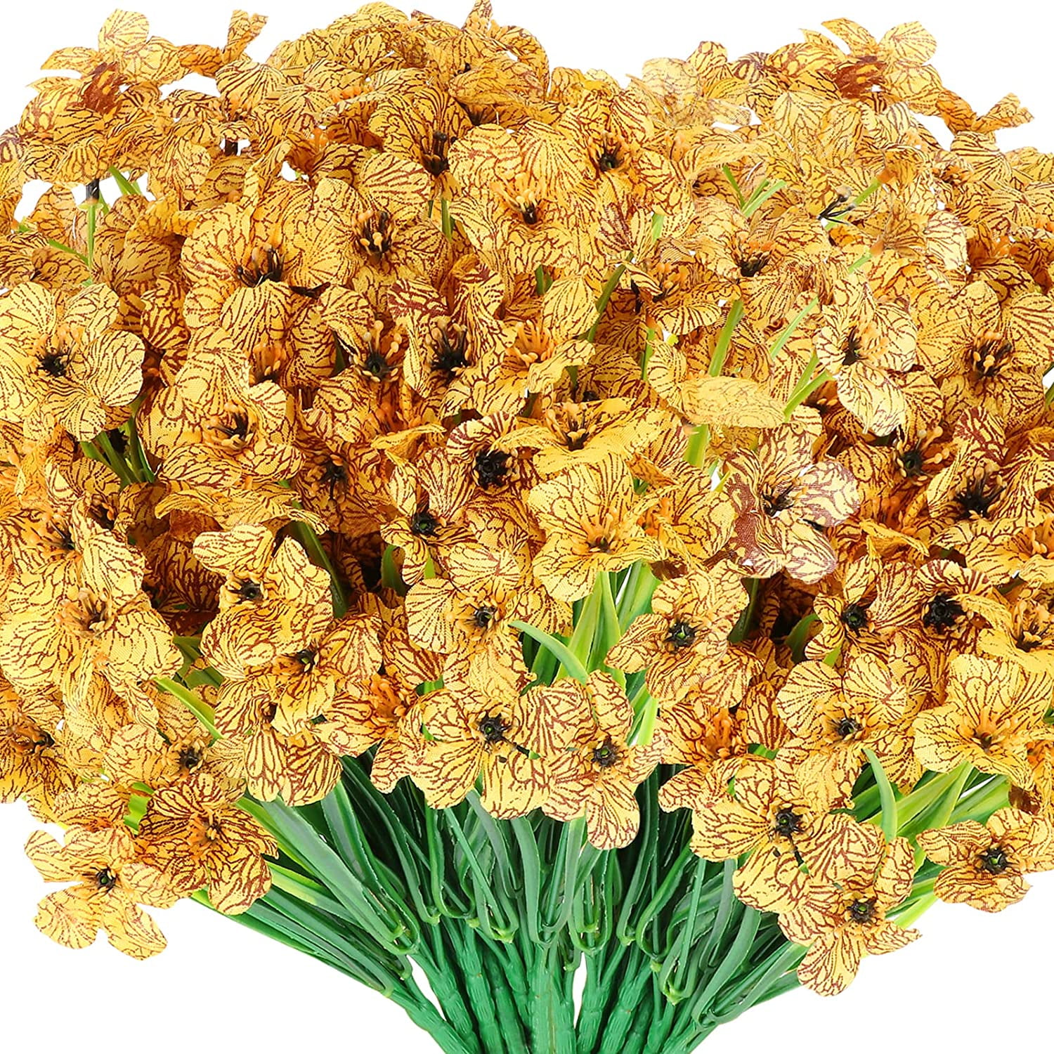 Sinhoon 6/12/18 Bundles Artificial Flowers UV Resistant Fake Flowers for Outdoor No Fade Faux Plastic Greenery Shrubs Garden Decor