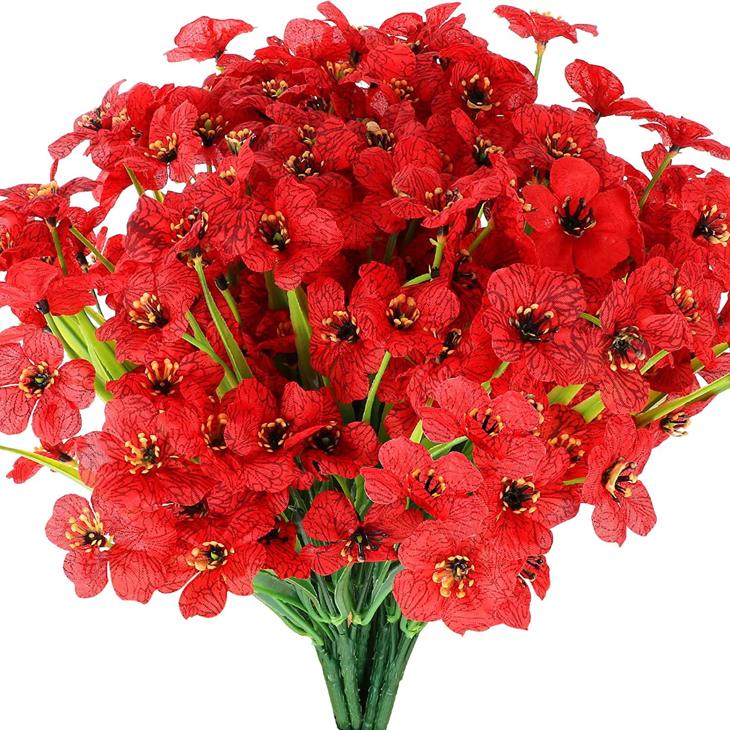 Sinhoon 6/12/18 Bundles Artificial Flowers UV Resistant Fake Flowers for Outdoor No Fade Faux Plastic Greenery Shrubs Garden Decor