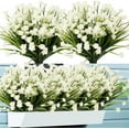 thumbnail image 1 of Sinhoon 6 Bundles Artificial Fake Flowers Plastic Plants Greenery Shrubs UV Resistant Faux Flowers for Indoor Outdoor Garden Hanging Porch Window Box Farmhouse Wedding Decor (White), 1 of 8