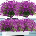 thumbnail image 1 of Sinhoon 6 Bundles Artificial Fake Flowers Plastic Plants Greenery Shrubs UV Resistant Faux Flowers for Indoor Outdoor Garden Hanging Porch Window Box Farmhouse Wedding Decor (Fuchsia), 1 of 8