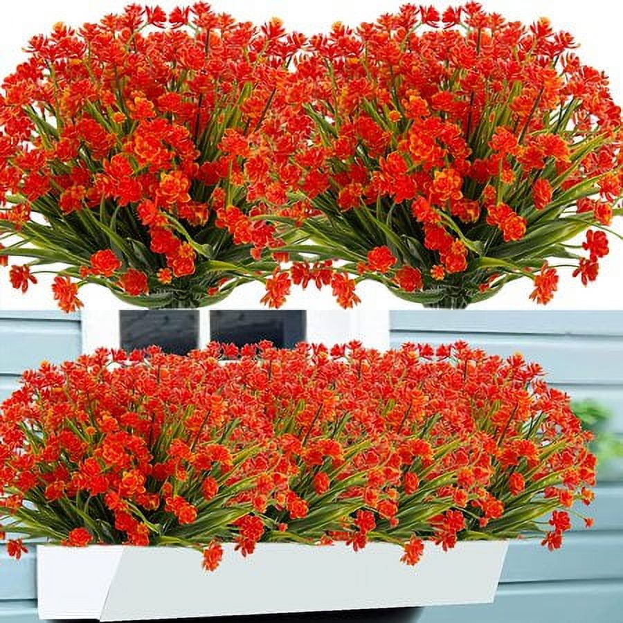 Sinhoon 6 Bundles Artificial Fake Flowers Plastic Plants Greenery ...