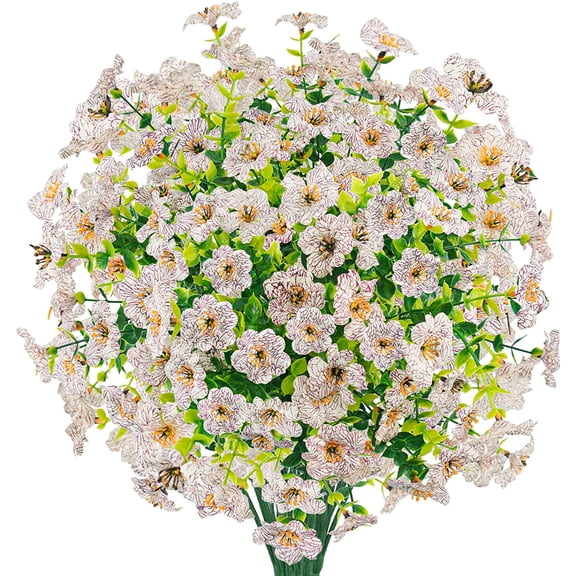 Sinhoon 6 Bundles Artificial Fall Flowers Bulk Outdoor UV Resistant Fake Plants for Outside No Fade Greenery Shrubs for Planters Window Box Garden Porch Christmas Thanksgiving Centerpiece Decorations