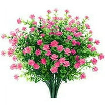 Sinhoon 6 Bundles Artificial Flowers Outdoor Fake Flowers for Decoration UV Resistant No Fade Faux Plastic Plants Garden Porch Window Box Décor(rose)